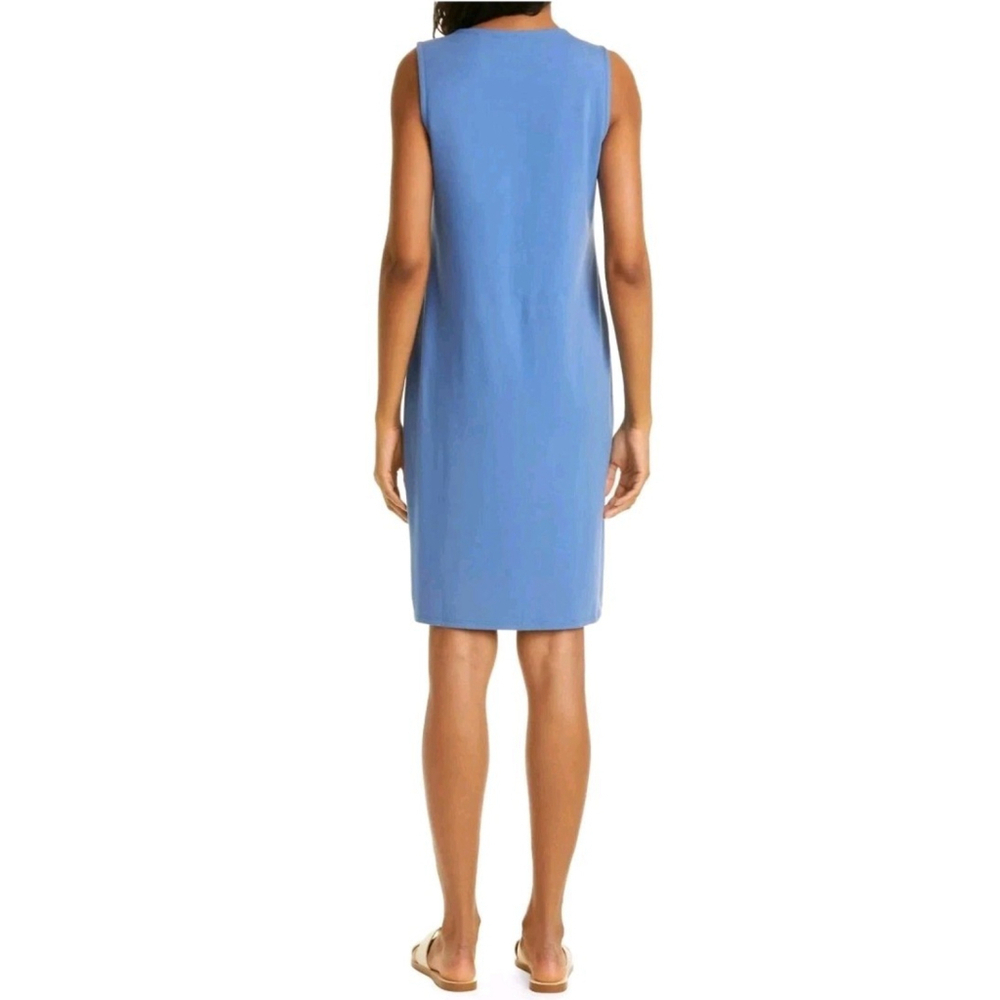 168$ Eileen Fisher Women's Organic Cotton Crew Neck Dress Blue Small Sleeveless. - Picture 2 of 13